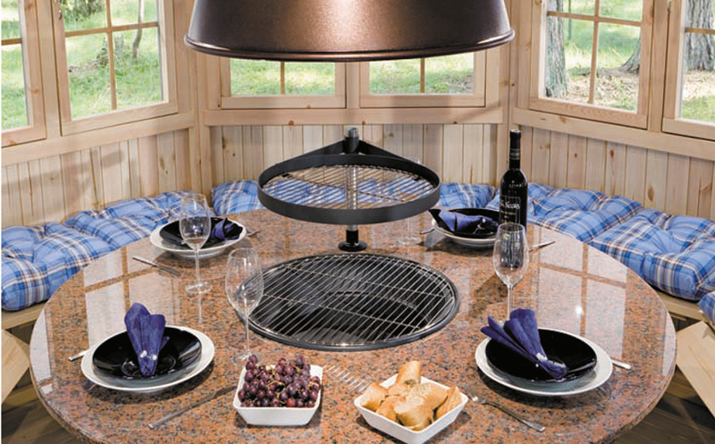 Grill with granite table