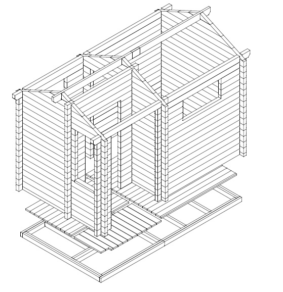 Caseta de sauna Lisette 7m2 / 2x4m / 70mm