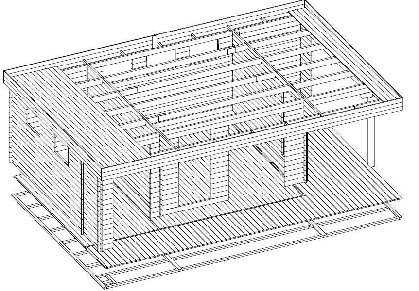 Caseta de jardín con trastero y porche Hansa Lounge XXL 22m2 / 8x5m / 44mm