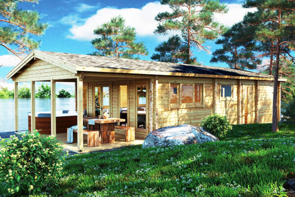 Casa de madera con dos dormitorios Holiday A 58m² 13x6m 92mm