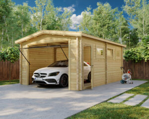 Garaje de madera A con puerta basculante 70mm 4x5.5m