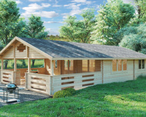 Casa de madera con dos dormitorios Holiday F 50m² 7x12m 70mm