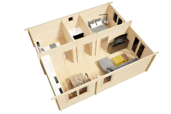 Casa de madera con dos dormitorios Ireland 42m² 6x7m 70mm