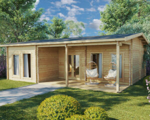 Casa de madera con tres dormitorios Holiday D 50m² 9x7m 70mm
