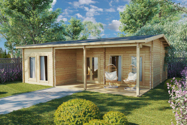 Casa de madera con tres dormitorios Holiday D 50m² 9x7m 70mm