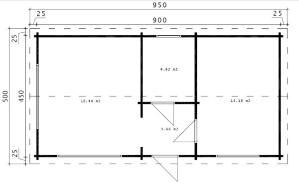 Casa de madera con un dormitorio Holiday I 40m² 9x4,5m 70mm