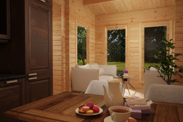 Casa de madera con dos dormitorios Holiday K 40m² 10x6m 70mm
