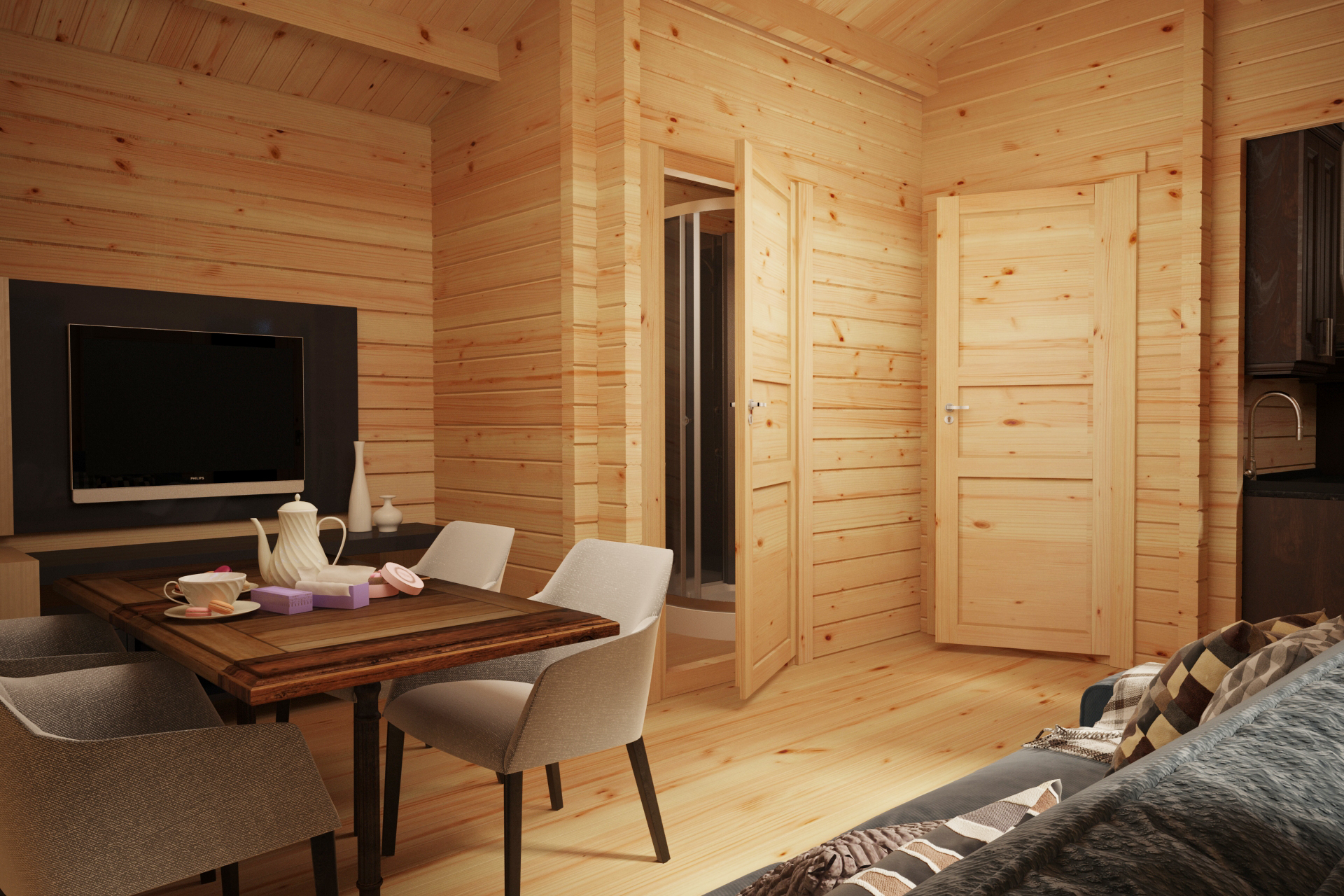 Casa de madera Sweden C con un dormitorio