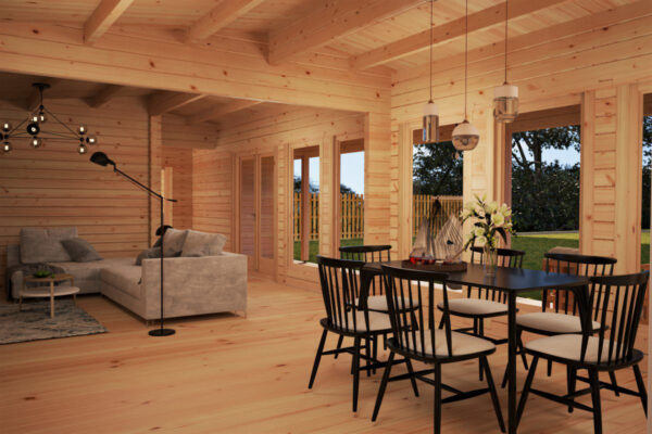Casa de madera con tres dormitorios Holiday L 96 m² 18x7m 92mm