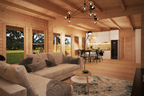Casa de madera con tres dormitorios Holiday L 96 m² 18x7m 92mm