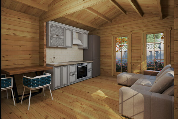 Casa de madera con un dormitorio Sweden G 4x8m 70mm