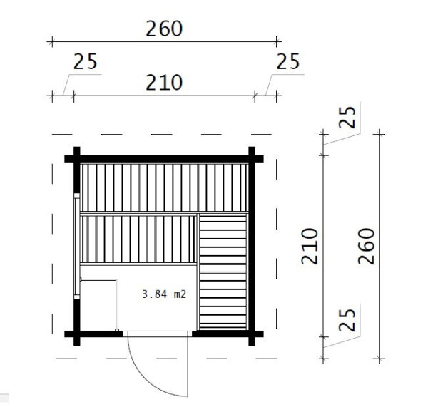 Sauna de exterior Simply Sauna 2 / 2x2m / 70mm