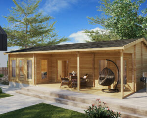 Casa de madera con dos dormitorios Holiday C / 50m² / 11x6m / 70mm